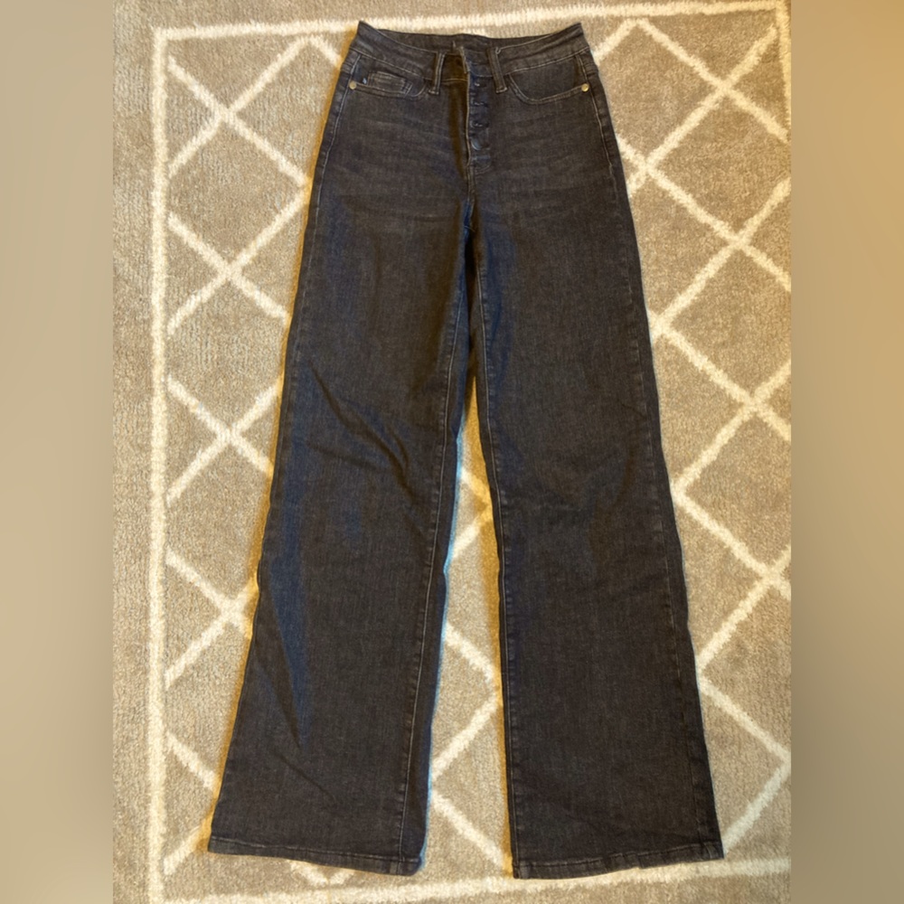 New Women’s Judy Blue Wide Leg High Rise Black Denim Size 24